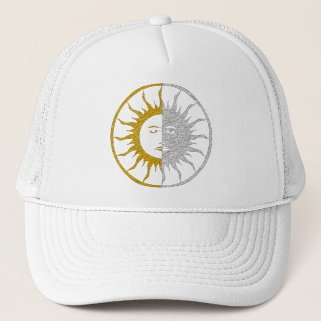 SUN & MOON Symbol - Gold Silber Truckerkappe (Vorderseite)