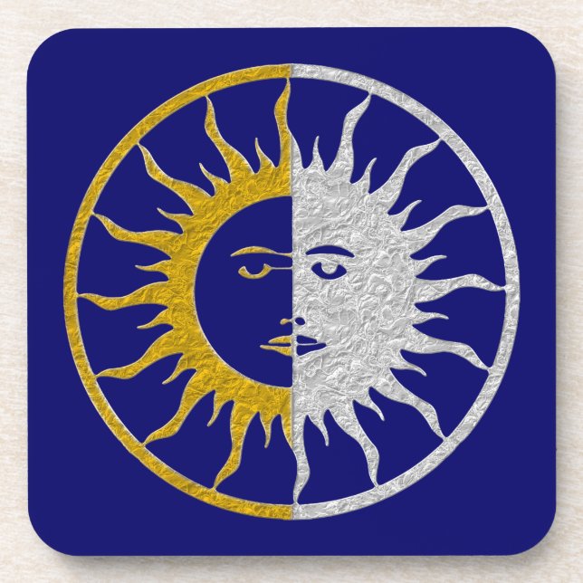 SUN & MOON Symbol - Gold Silber Untersetzer (Vorderseite)