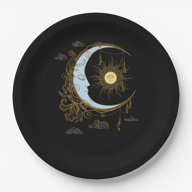 Sun Moon Vintag 90er Hexe Whimsigoth Ästhetik Pappteller (Vorderseite)