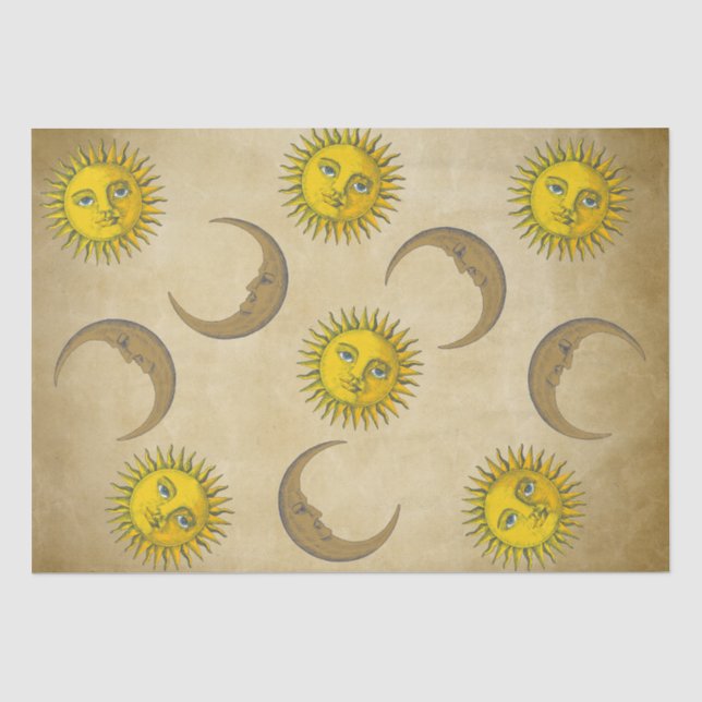 Sun Moon Vintage Kunstdarstellung Seidenpapier (Vorderseite)
