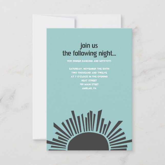 Sun Moon Water Bar Bat Mitzvah Kleine Party-Karte Einladung (Vorderseite)