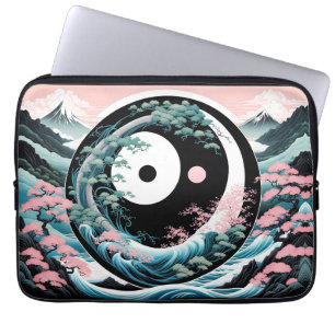 Sun Moon Wave Floral Mountain Pink Sage Aquamarin Laptopschutzhülle