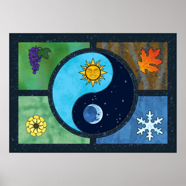 Sun Moon Yin Yang Symbol Art Poster (Vorne)