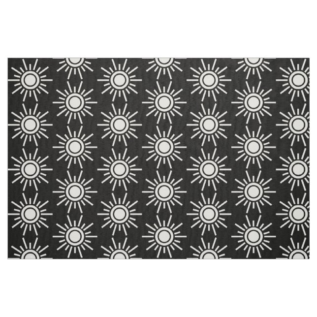 Sun Muster 02 - Weiß auf Schwarz Stoff (Fat Quarter (45,7 x 55,9 cm))