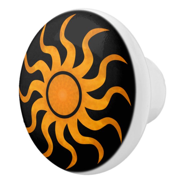 Sun On Black Decorative Ceramic Knob  Keramikknauf (Rechts)