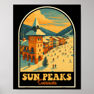 Sun Peaks Kanada Vintage-Design Retro-Ski-Dorf Poster