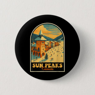 Sun Peaks Kanada Vintages Design Retro Ski Village Button
