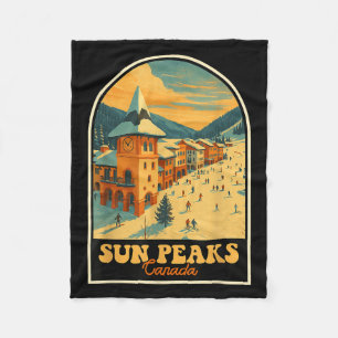 Sun Peaks Kanada Vintages Design Retro Ski Village Fleecedecke