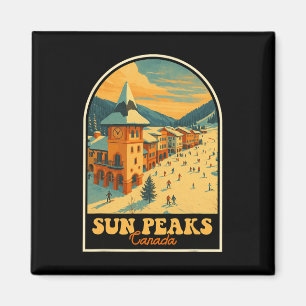 Sun Peaks Kanada Vintages Design Retro Ski Village Magnet