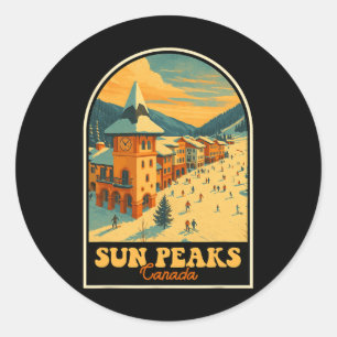 Sun Peaks Kanada Vintages Design Retro Ski Village Runder Aufkleber