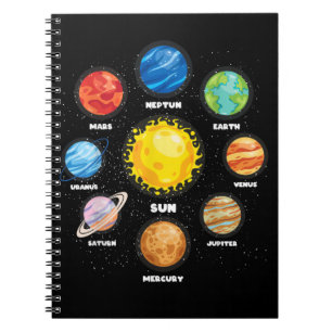 Sun Planets Outer Space Scientists Astronaut Space Notizblock