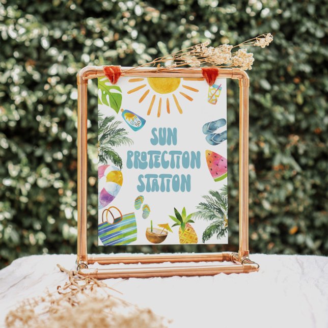 Sun Protection Station Pool Party Sign Poster (Von Creator hochgeladen)