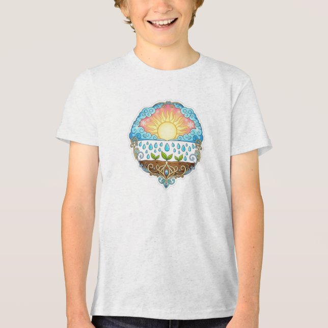 Sun Rain Growth Nature Symbol Illustration design  Tri-Blend Shirt (Vorderseite)