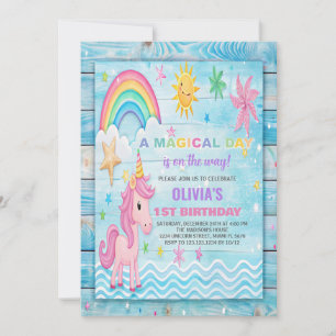 Sun Rainbow Unicorn Einladung zum Geburtstag