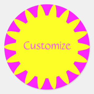 Sun Ray Template - 3 - Magenta & Yellow Runder Aufkleber