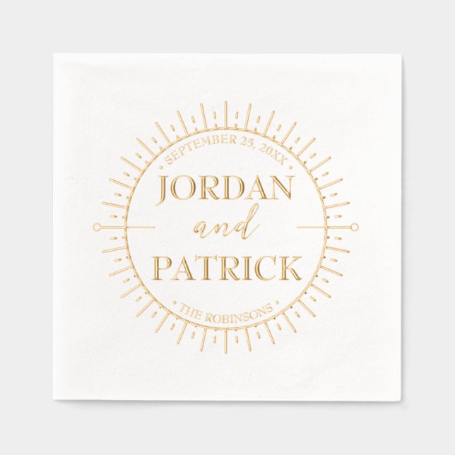 Sun Rays Celestial Personalisiert Wedding Napkins Servietten Mit Folie (Vorderseite)