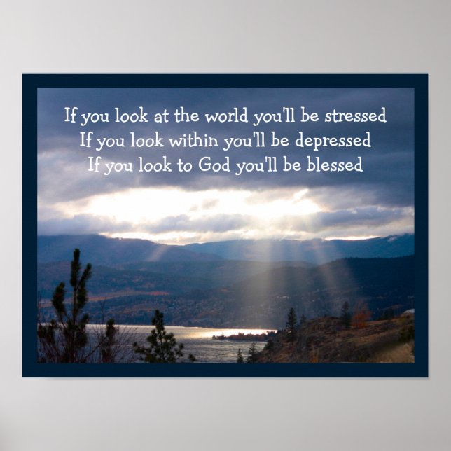 Sun Rays Lakeshore Storm Clouds Look at God Poster (Vorne)