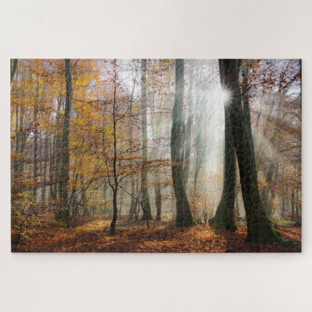 Sun Rays Mystic Misty Forest Puzzle (Horizontal)