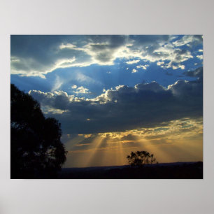 Sun Rays Spirituelle Skies : Victoria Australia Po Poster