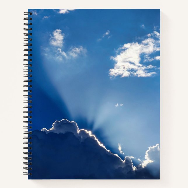 Sun Rays Wall Art Blue Sky Minimalist Clouds Notizbuch (Vorderseite)