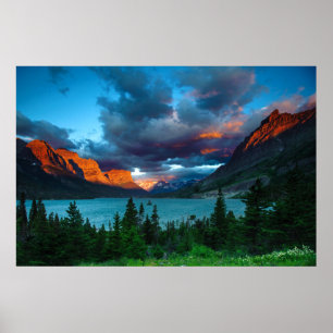 Sun Rise at St. Mary Lake Poster