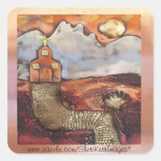 Sun Rise Church by Sheri Kerr Quadratischer Aufkleber