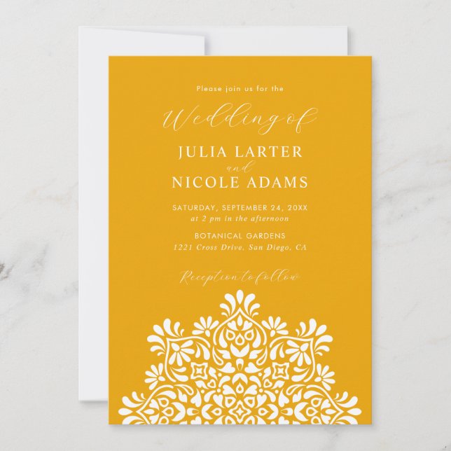 Sun Rising Boho Rustic Floral Mandala Wedding Einladung (Vorderseite)