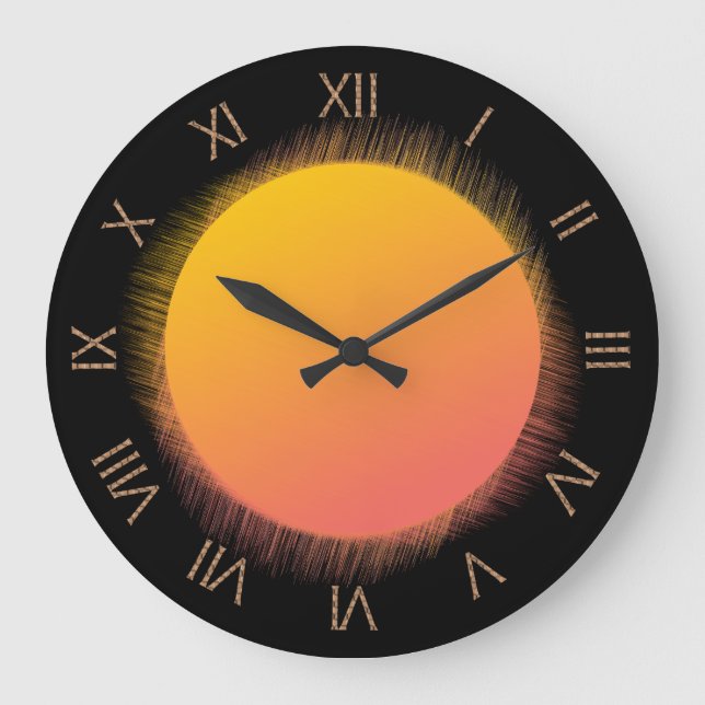 Sun Roman Numeral Große Wanduhr (Vorderseite)
