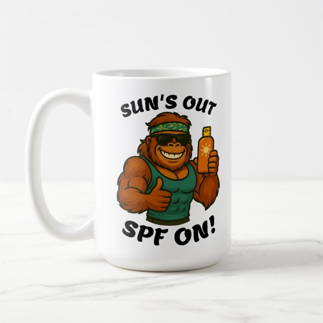 Sun’s Out SPF On – Funny Summer Orangutan Fitness  Kaffeetasse (Links)