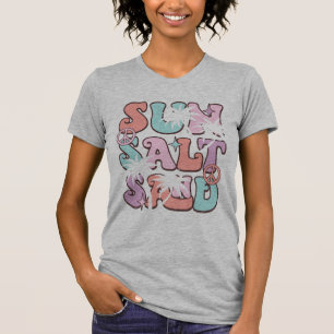 Sun Salt Sand Beach für Frauen Sommer Kokospalmen T-Shirt