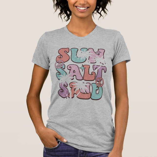 Sun Salt Sand Beach für Frauen Sommer Kokospalmen T-Shirt (Vorderseite)