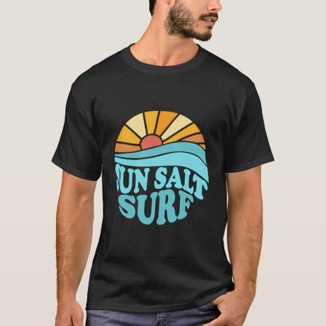 Sun Salt Surf Retro Beach Sunset T-Shirt (Vorderseite)