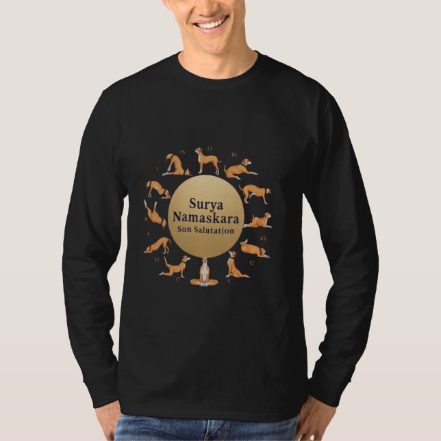 Sun Salutation Dog Puppy Pet Lover Yoga Meditation T-Shirt (Vorderseite)