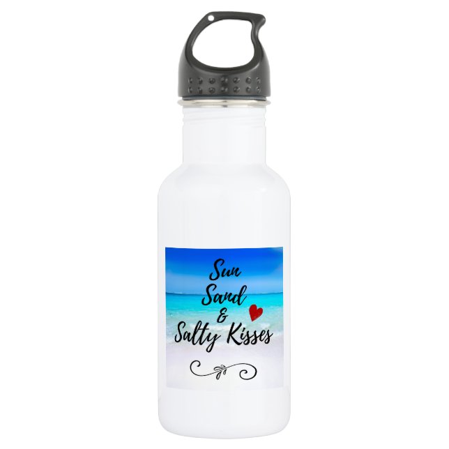 Sun Sand und Salty Kisses Tropical Beach Edelstahlflasche (Vorderseite)