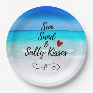 Sun Sand und Salty Kisses Tropical Beach Pappteller