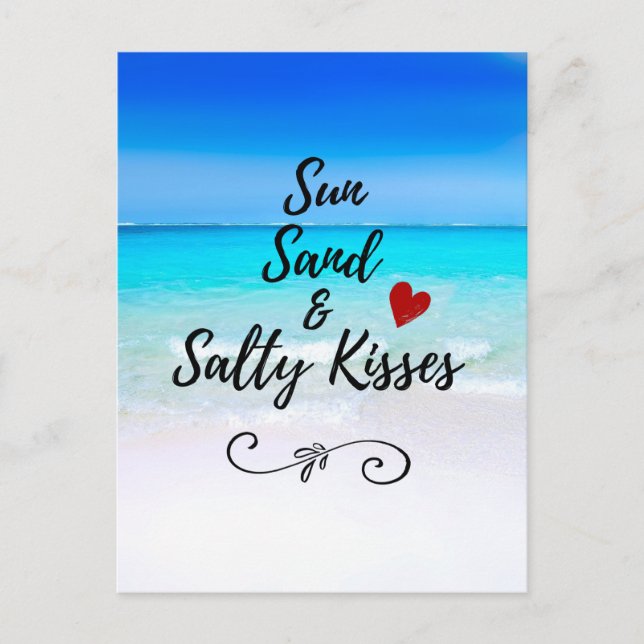 Sun Sand und Salty Kisses Tropical Beach Postkarte (Vorderseite)