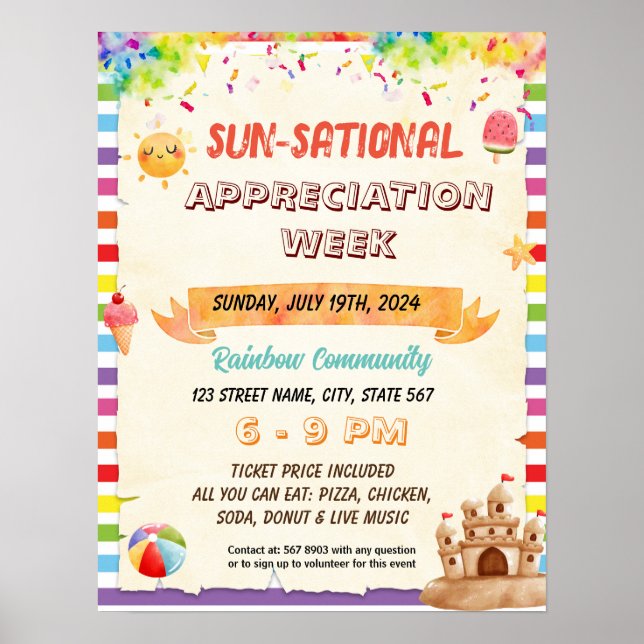Sun-sational Summer Lehrer Wertschätzung Flyer Poster (Vorne)