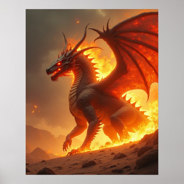 Sun-Scorch Inferno Fire Dragon Poster (Vorne)