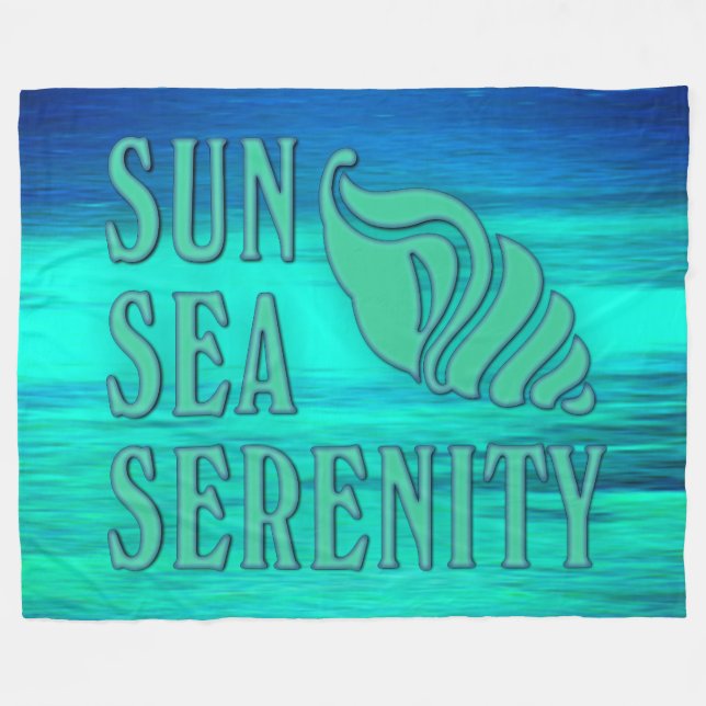 Sun Sea Serenity Tropical Seashell Beach Szene Fleecedecke (Vorderseite (Horizontal))