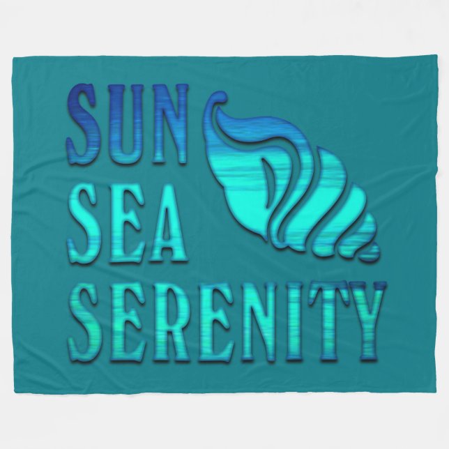 Sun Sea Serenity Tropical Seashell Beach Szene Fleecedecke (Vorderseite (Horizontal))