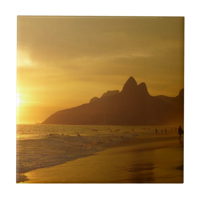 Sun Set am Strand von Ipanema Brasilien Fliese (Vorderseite)