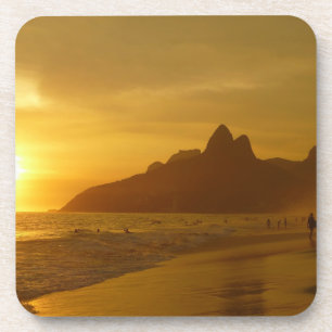 Sun Set am Strand von Ipanema Brasilien Getränkeuntersetzer