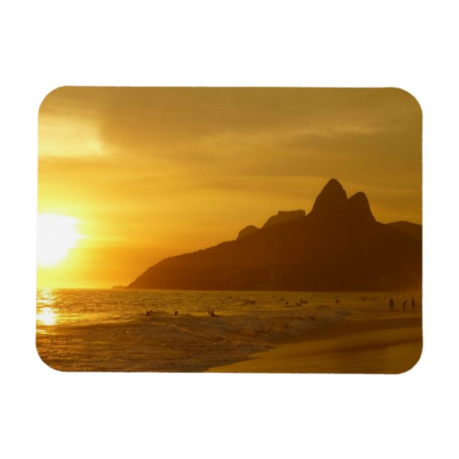 Sun Set am Strand von Ipanema Brasilien Magnet (Horizontal)