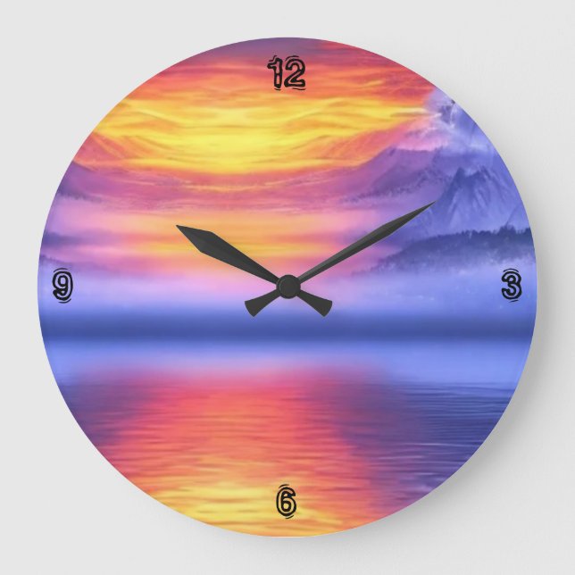 Sun-Set-Wandleuchte Große Wanduhr (Vorderseite)