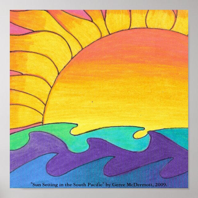 Sun Setting in South Pacific" Poster (Vorne)