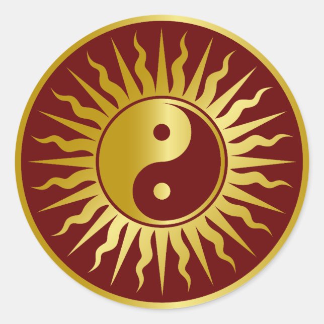 Sun Sign Yi Yang Design Runder Aufkleber (Vorderseite)