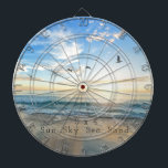 Sun. Sky. Meer. Sand. Strand Szene  Dartscheibe<br><div class="desc">S mal 4 (Sx4) steht für Sun,  Sky,  Sea,  Sand. Wenn Sie Liebe am Meer verbringen,  gibt es hier einen Dartboard zum Thema Strand</div>