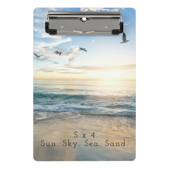 Sun. Sky. Meer. Sand. Strand Szene Mini Klemmbrett (Vorderseite)