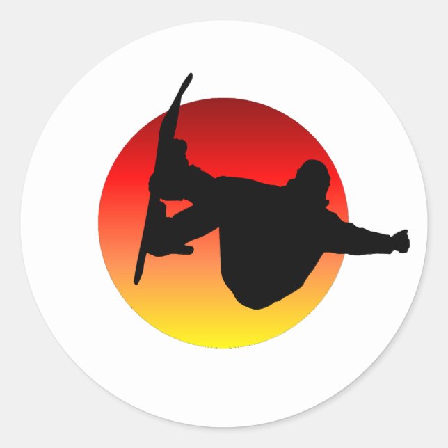 Sun Snowboarden Runder Aufkleber (Vorderseite)