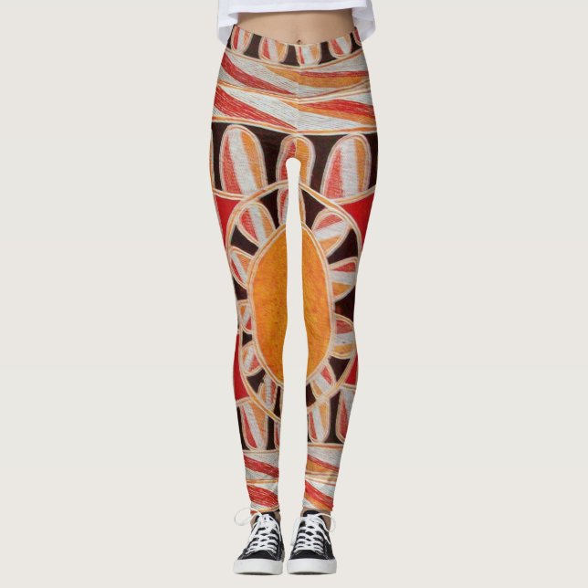 SUN SOLAR ENERGIE Abstrakt Geometric Red Orange Leggings (Vorderseite)